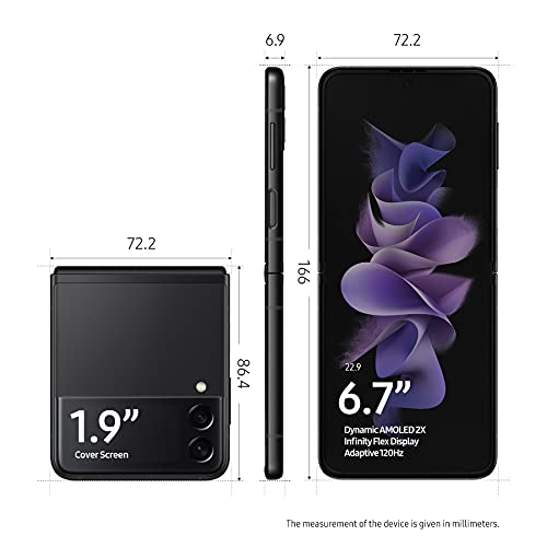 SAMSUNG Galaxy Z Flip 3 5G Cell Phone, Factory Unlocked Android Smartphone, 128GB, Flex Mode, Super Steady Camera, Ultra Compact, US Version, Phantom Black