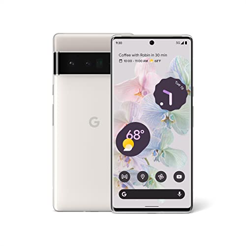 Google Pixel 6 Pro - 5G Android Phone - Unlocked Smartphone with Advanced Pixel Camera and Telephoto Lens - 128GB - Cloudy White & Google Pixel 6 Pro Case