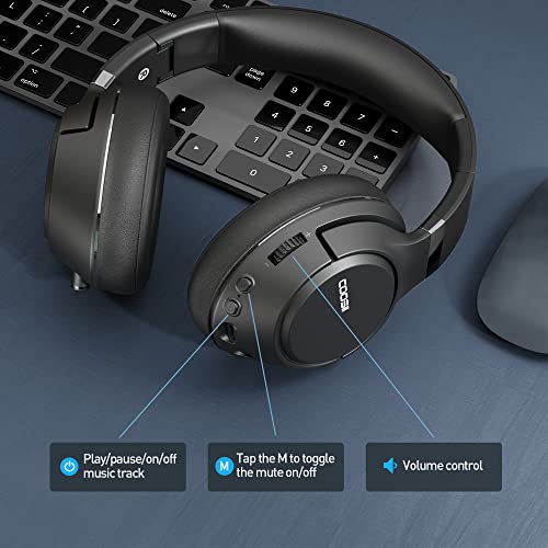 COOSII Wireless Headphones with Microphone, Bluetooth Over Ear Soft 40H Playtime Foldable Headset with Retractable Mic, USB Dongle, Mute for Gaming, Office, Smartphone, Computer, Laptop