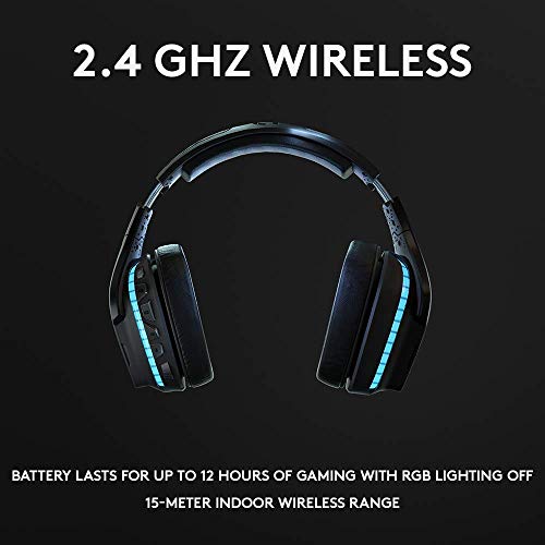 Logitech G935 Wireless DTS:X 7.1 Surround Sound LIGHTSYNC RGB PC Gaming Headset - Black, Blue (Renewed)
