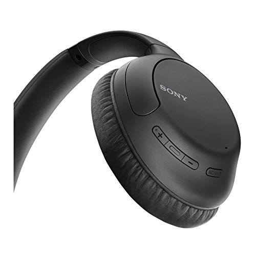 Sony WHCH710N Wireless Bluetooth Noise-Canceling Over-The-Ear Stereo Headphones (Black) Bundle with Protective Headphone Case and Headphone Stand - Dual Microphone, 35 Hours of Playtime - (3 Items)