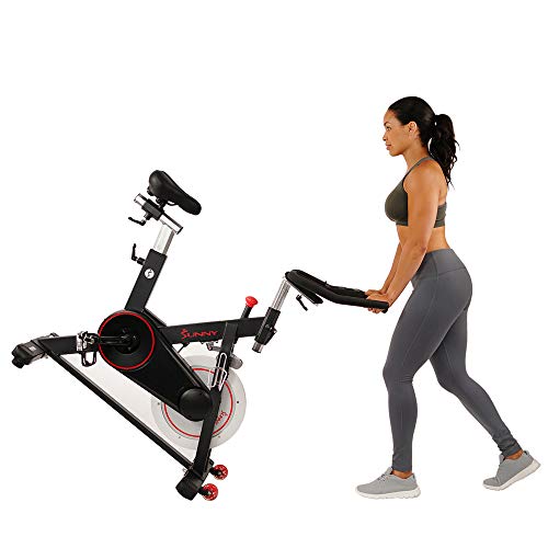 Sunny Health & Fitness Magnetic Belt Drive Indoor Cycling Bike with 44 lb Flywheel and Large Device Holder, Black, Model Number: SF-B1805