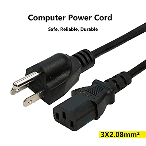 Dracaena 2Pack 6 ft 14 AWG Heavy Duty Computer Power Cord - NEMA5-15P to C13 - Power Cable - IEC 60320 C13 to NEMA 5-15 (M) - Black