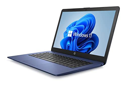 Newest HP 14" HD Laptop, Windows 11, Intel Celeron Dual-Core Processor Up to 2.60GHz, 4GB RAM, 64GB SSD, Webcam, Dale Pink(Renewed) (Dale Blue)