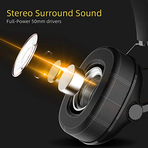 SENZER SG500 Surround Sound Pro Gaming Headset with Noise Cancelling Microphone - Detachable Memory Foam Ear Pads - Portable Foldable Headphones for PC, PS4, PS5, Xbox One, Switch