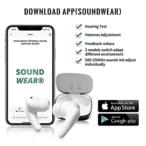 AIDERY Bluetooth Hearing Aids for Seniors and Adults Rechargeable with Noise Cancelling, App-Controlled Hearing Amplifier with Earbuds, Charging Case and Charging Device