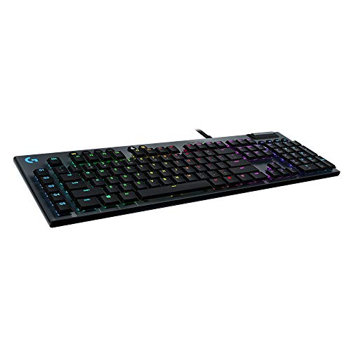 Logitech G815 LIGHTSYNC RGB Mechanical Gaming Keyboard with Low Profile GL Tactile key switch, 5 programmable G-keys,USB Passthrough, dedicated media control - Linear, Black