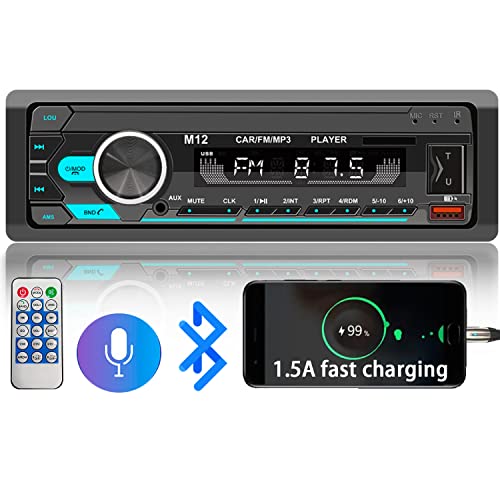 Single Din Car Radio with Bluetooth,Car Stereo with FM Car Radio/Voice Control.Car Stereo with Hand Free Calling/USB Fast Charging/TF/Aux