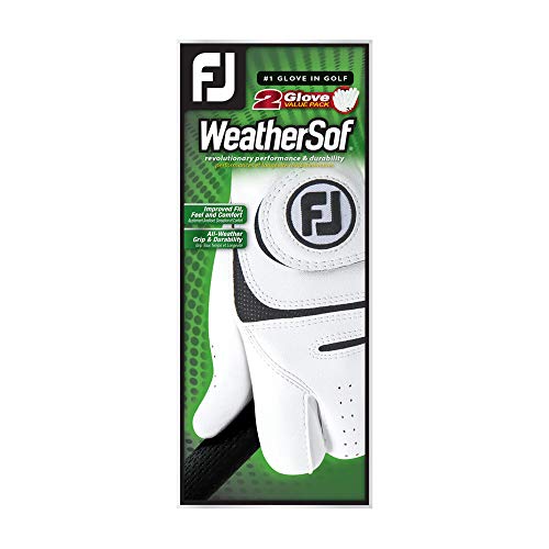 Garmin Approach S10, Lightweight GPS Golf Watch, Powder Gray & Footjoy Men's WeatherSof 2-Pack Golf Glove White Medium/Large, Worn on Left Hand