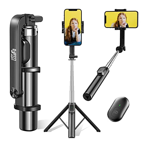 43" Portable Selfie Stick, Colorlizard Ultra Stable Cell Phone Tripod with Detachable Wireless Remote, Mini Tripod Stand Selfie Stick, Compatible with All iPhone & Android Devices, Travel Accessories