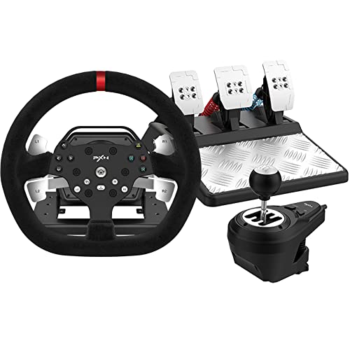 Force Feedback Steering Wheel,PXN V10 Racing Wheel 270°/900° Rotation with Pedal and Gear Lever for PC,PlayStation 4,Xbox One,Xbox Series X/S (V10)