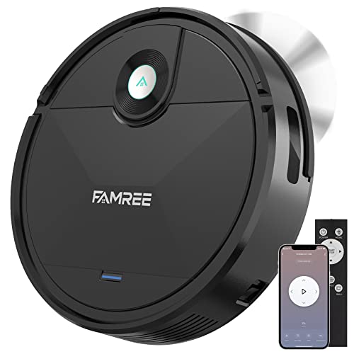 Famree MT-200 Robot Vacuum Cleaner, 1800Pa Strong Suction WiFi/App Self-Charging Robotic Vacuums Quiet Mini Vacuum for Hard Floor, Low/Medium-Pile Carpets