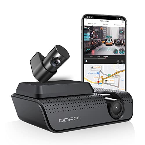 DDPAI Dash Cam 4K Front and Rear,5G WiFi, GPS, Dual Car Dash Camera 2160P Front with IMX415 Sensor,1080P Rear, Dashboard Camera Built-in 32G Storage &128 GB Max Supercapacitor, X5P