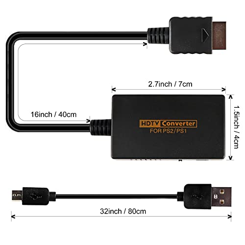 PS2 to HDMI Converter, Support 1080P and 720P Convert Adapter for PS2/PS1