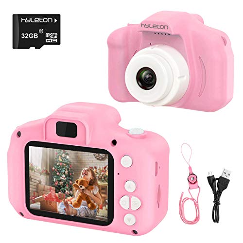 Digital Camera for Kids,hyleton 1080P FHD Kids Digital Video Camera Camcorder for 3-10 Years Girls Gift with 32GB SD Card & 2 Inch IPS Screen (Pink)