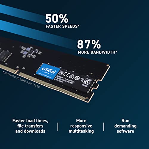 Crucial RAM 64GB Kit (2x32GB) DDR5 4800MHz CL40 Desktop Memory CT2K32G48C40U5