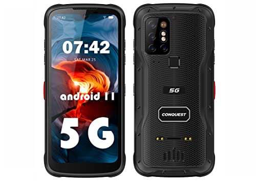 CONQUEST:S20 Rugged Smartphone,Global 5G Unlocked Android Phone 8000mAh Battery 8G+256G Infrared Night Vision 48MP Camera,6.3'' Screen,Android 11 IP68/IP69K Waterproof Fingerprint,Dual SIM,NFC,GSM