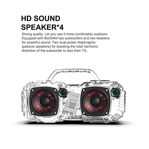 Bluetooth Speaker, BUGANI M83 Waterproof Portable Speaker, 24H Playtime with Charge Your Phone, Super Power, Suitable for Family Gatherings and Outdoor Travel,Outdoor Speaker