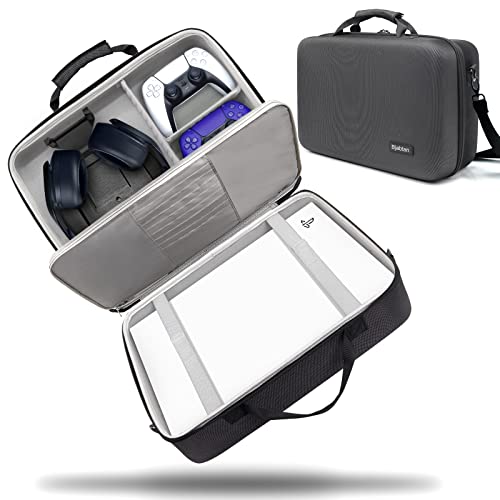 Carrying Case for PS5, Hard Shell Travel Protective PS5 storage Bag Compatible with Playstation 5 and PS5 Digital Edition,Pro Controller,Headset,PS5 Host Base,Game Cards and Gaming Accessories