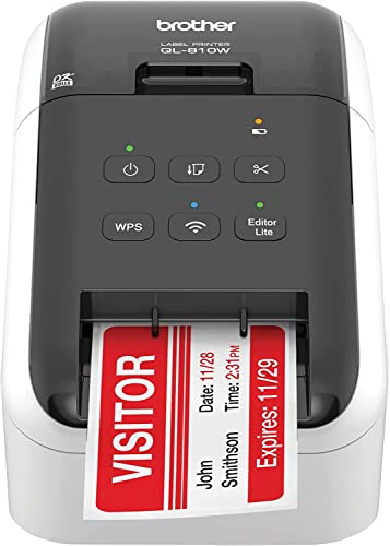 Brother QL-810W Ultra-Fast Label Printer with Wireless Networking, Print Black/Red Labels per Minute Up to 300 x 600 dpi, Durable Automatic Cutter up to 2.4" Wide, USB 2.0, CBMOUN Extension_Cable