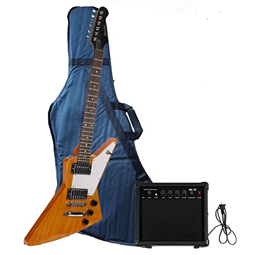 Starshine Explorer 3/4 Size Electric Guitar for Beginner,Kids,Adults as a Gift,Rosewood Fingerboard, Solid Mahogany Body, 10 W Amplifier, Gig Bag(Orange Color)