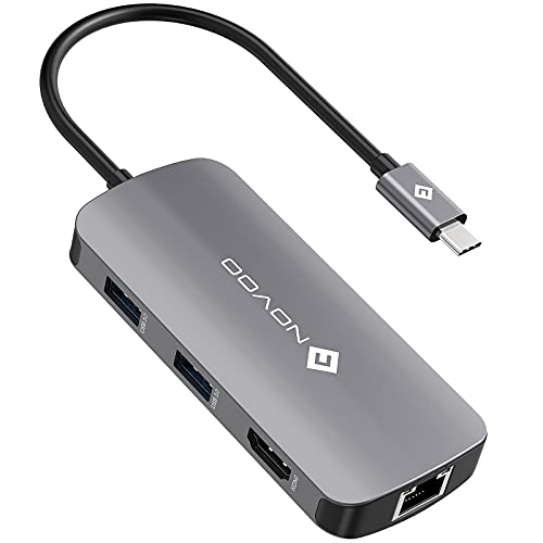 NOVOO USB C Hub Multiport Adapter USB C to USB x 4, 100W PD Charging, 4K HDMI, RJ45 Ethernet, 7 in 1 USB C Adapter Compatible with MacBook Pro MacBook Air
