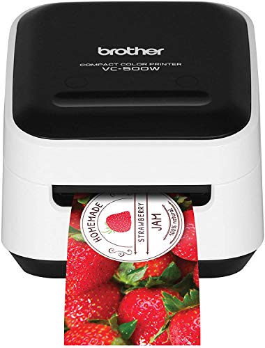 Brother VC-500W Versatile Compact Color Label and Photo Printer with Wireless Networking, White, 3.8" x 4.4" x 4.6" (VC500W)