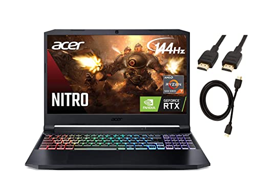 Acer Nitro 5 15.6" FHD IPS Display Gaming Laptop | AMD Ryzen 7 5800H Octa-Core | NVIDIA GeForce RTX 3060 | 32GB RAM | 1TB SSD | RGB Backlit Keyboard | Windows 10 | with HDMI Cable Bundle