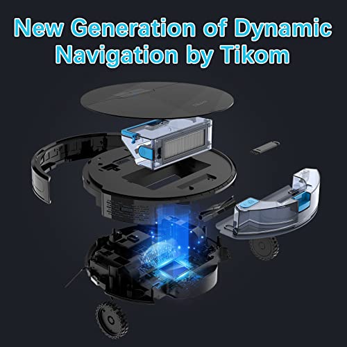 Robot Vacuum and Mop, Tikom G8000 Robot Vacuum Cleaner, 2700Pa Strong Suction, Self-Charging, Good for Pet Hair, Hard Floors, Black