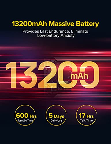 Rugged Smartphone, 13200mAh Large Battery, Ulefone Power Armor 13 8GB + 256GB Android 11 FHD+ 6.81", Octa-core 48MP Quad Camera, NFC OTG Wireless Reverse Charging, IP68 Waterproof Unlocked Cell Phone