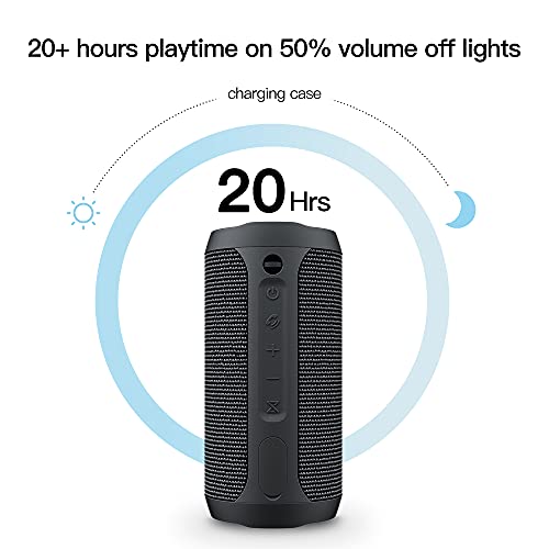 EDUPLINK Portable Bluetooth Speaker Waterproof IPX7 Wireless Speaker with 20W Louder Speakers Switch Between Bluetooth Pairing and Aux-in Mode by Phone Button Black