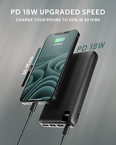 Power Bank 26800mAh Portable Charger - CONXWAN 18W PD Fast Charging Battery Pack QC 3.0 External Backup Charger Compact Phone Powerbank Compatible with iPhone Samsung Galaxy Android