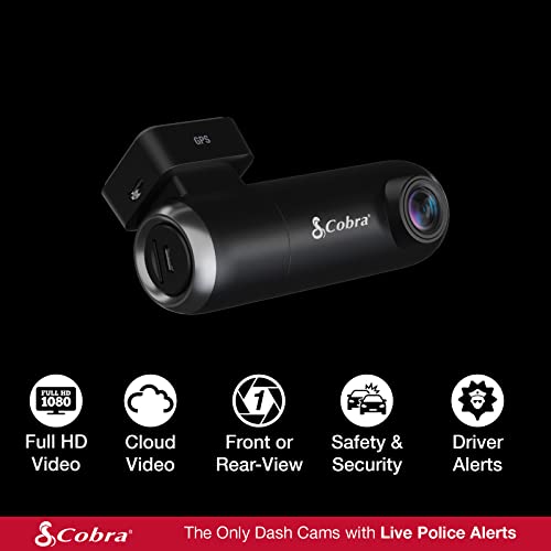 Cobra Smart Dash Cam (SC 100) - Full HD 1080P Resolution, Built-in WiFi & GPS, 140 Degree View, Live Police Alerts, Incident Reports, Emergency MayDay, Drive Smarter App, 8GB SD Card Incl.