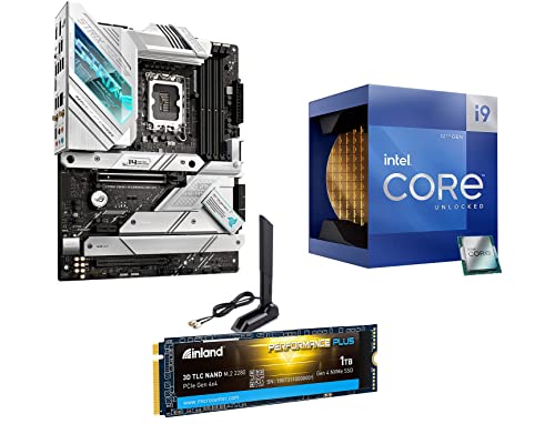 INLAND 1TB Performance Plus GEN 4 PCIE 4.0 NVMe Internal SSD + Intel Core i9-12900K Desktop Processor with ASUS ROG Strix Z690-A Gaming WiFi D4 Motherboard