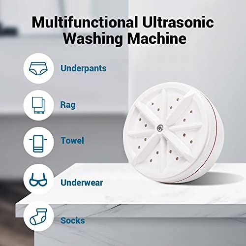 Portable Ultrasonic Turbine Washing Machine,Mini Washing Machine Turbo Washing Machine for Travelling,Camping,Business Trip,College Room.Sonic Washer for Cleaning Sock,Underwear,Small Rags,Towel