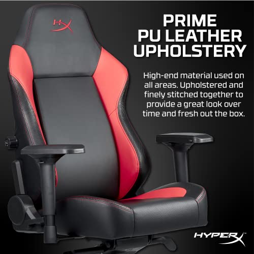 Big and Tall Gaming Chair - HyperX Ruby - Red Gaming Chair - Leather Upholstery Gaming Chair for Heavy People, Adjustable Lumbar Support - Ergonomic Gaming Chairs for Adults - PC Gaming Chair - Nordic