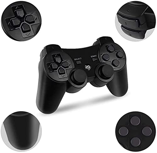 Kolopc Wireless Controller Compatible for PS3 Console, Double Vibration, 6-Axis Gyro Sensor, Upgraded Joystick Motion Gamepad with Charging Cable (Black Skull and Galaxy)