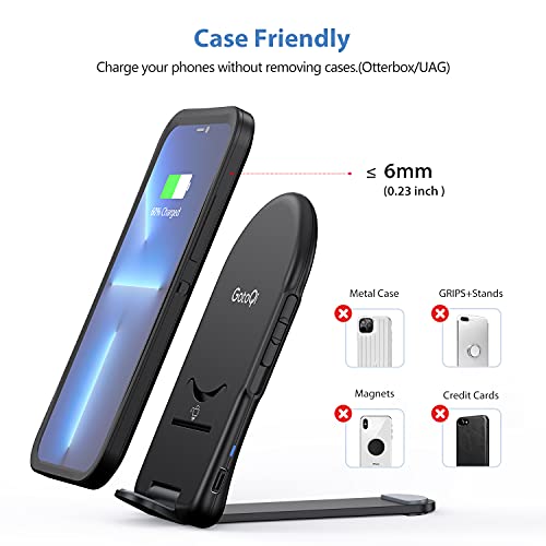 Fast Wireless Charger,15W Qi Wireless Charging Stand,Adjustable and Foldable Compatible with iPhone 13/13Pro/13Pro Max/13mini/12/11/XR/XS/8, Samsung Galaxy S21/S20/S10/S9/Note 20 Ultra/10(No Adapter)