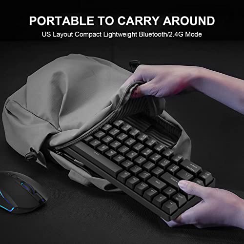 NPET K63 2.4G Wireless/Bluetooth 60% Mechanical Keyboard, Compact 68 Keys Brown Switch Gaming Keyboard, for PC, Laptop, Cell Phone