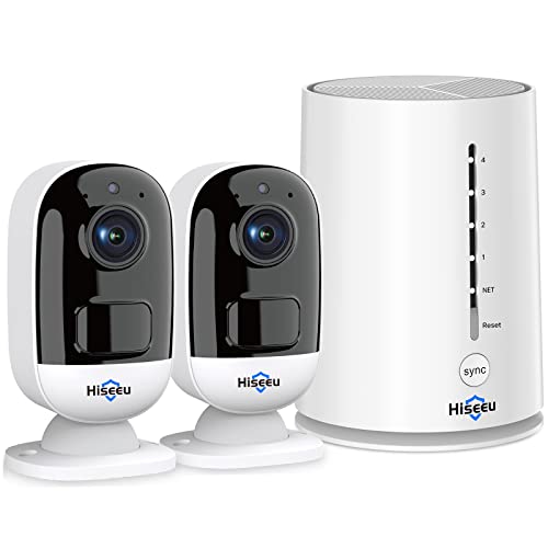 Hiseeu Wireless Security Camera System Outdoor, 2k Home Security Camera for Indoor, 100%Wire-Free＆ Hiseeu 2K 3MP Solar Battery Powered WiFi PTZ Camera Outdoor/Home Camera,2-Way Audio Full Color.