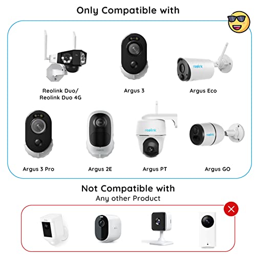 REOLINK Solar Panel Power Supply Designed for Reolink Home Security Outdoor Rechargeable Battery Cameras Argus 2/Argus Pro/Argus Eco/Go/Argus PT, Waterproof, Reliable and Long-Stop Charging (Black)