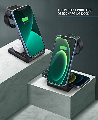 Wireless Charging Station,3 in 1 Fast Charging Station,Wireless Charger Stand for iPhone 14/13/12/11 Pro Max/X/Xs Max/8/8 Plus, AirPods 3/2/pro, iWatch Series 8/7/6/5/SE/4/3/2, and Samsung Phones