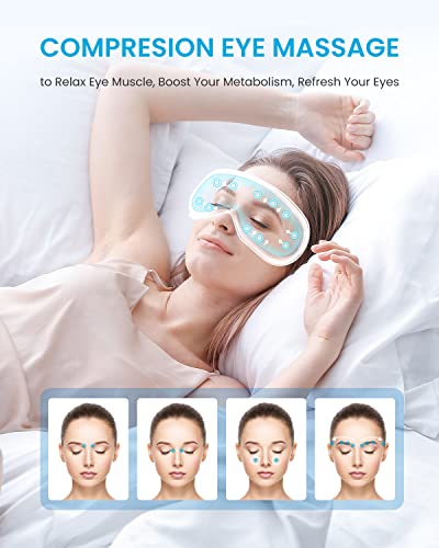 Eye Massager for Migraine with Heat, Renpho Eye Machine with Compression, Silent Mode, Bluetooth and New Remote Control, Eye Massage Mask for Eye Relax, Reduce Dry Eyes, Dark Circles, Improve Sleep