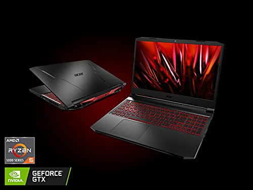 Acer Nitro 5 AN515-45-R83Z Gaming Laptop, AMD Ryzen 5 5600H Hexa-Core Processor | NVIDIA GeForce GTX 1650 | 15.6" FHD 144Hz IPS Display | 8GB DDR4 | 256GB NVMe SSD | WiFi 6 | Backlit Keyboard