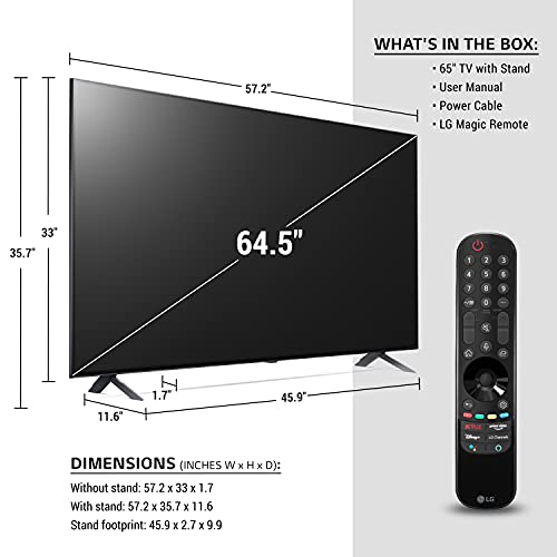 LG NanoCell 80 Series 65” Alexa built-in 4k Smart TV (3840 x 2160), 60Hz Refresh Rate, AI-Powered 4K Ultra HD (65NANO80UPA, 2021)