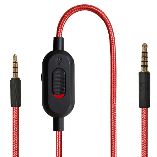 Replacement Cord Compatible with Logitech G233/G433/G Pro/G Pro X Headset, QJYTH Inline Mute and Volume Control Audio Cable Wire Fit for PS5/PS4/Xbox One Controller(6.5 Feet, Red)