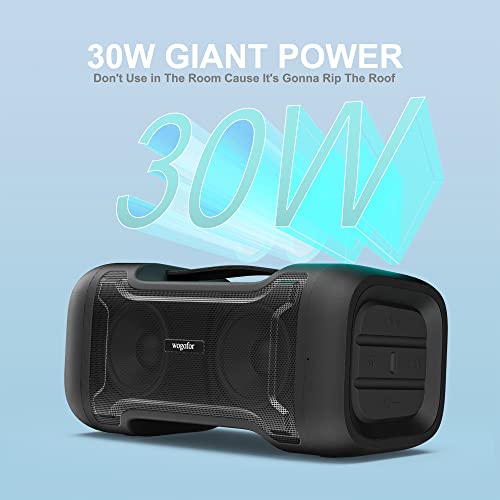 Loud Bluetooth Speaker with Bass 30W Durable Wireless Portable Speakers Stereo Sound, IPX6 Waterproof, TF/SD Card, AUX-in, USB Input, Built-in Mic, 24H Playtime for Home Party Outdoor Beach Pool