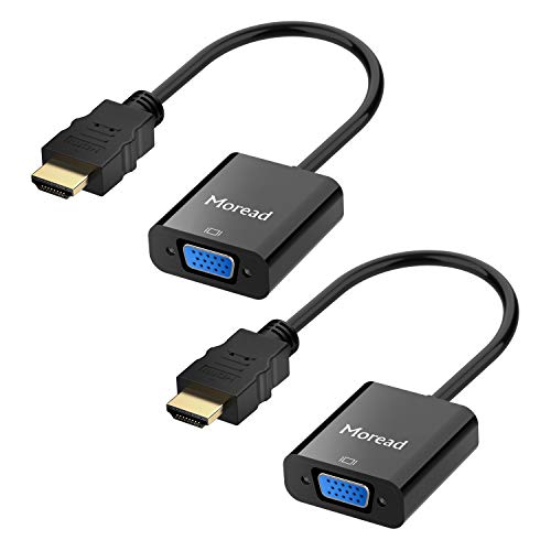 HDMI to VGA , 2 Pack, Moread Gold-Plated HDMI to VGA Adapter (Male to Female) for Computer, Desktop, Laptop, PC, Monitor, Projector, HDTV, Chromebook, Raspberry Pi, Roku, Xbox and More - Black