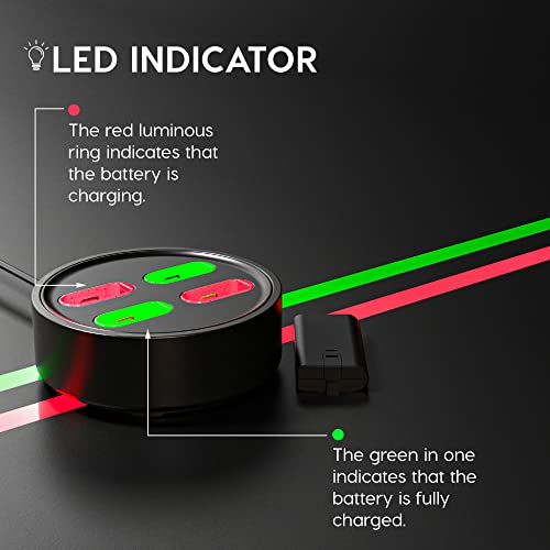 TALK WORKS Xbox Battery Charger Station w/ 4 Rechargeable Batteries - 5' Cable Light Up USB-C Multi-Battery Charging Pack for X-Box Game (Black)