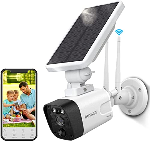 Solar Security Camera Outdoor Wireless Solar Powered Wireless Camera with Rechargeable Battery, WiFi Home Surveillance Camera for Multi-User Use, 3.0MP with Two Way Audio